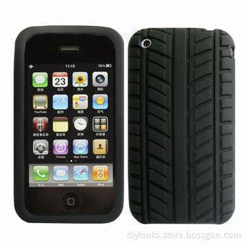 Silicone Cases for iPhone 3G/3GS, (Tyre Design) Without Blister Packaging, Cheaper Shipping Cost